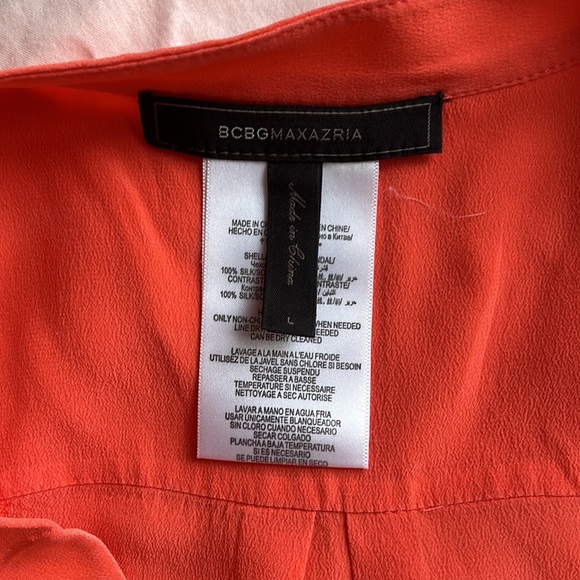 BCBGMAXAZRIA Addison silk blouse size large ambrosia color - Picture 9 of 11